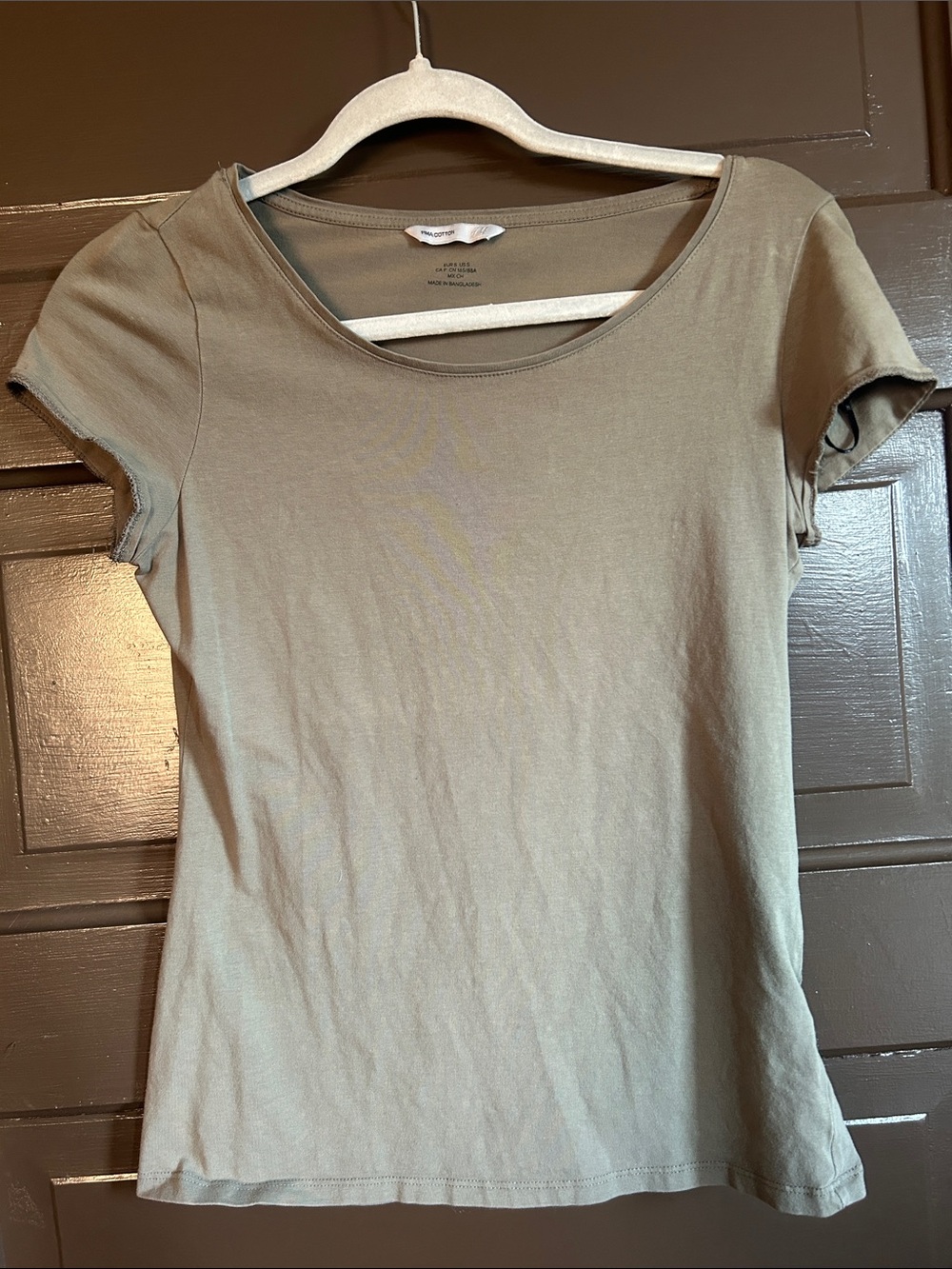 H&M Olive Green Scoop Neck Short Sleeve Tee